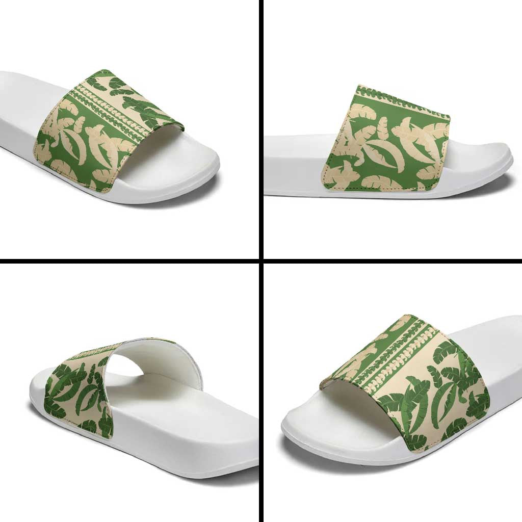 Hawaii Pua Kenikeni Lei Slide Sandals With Lau Maia Green LT05 - Polynesian Pride