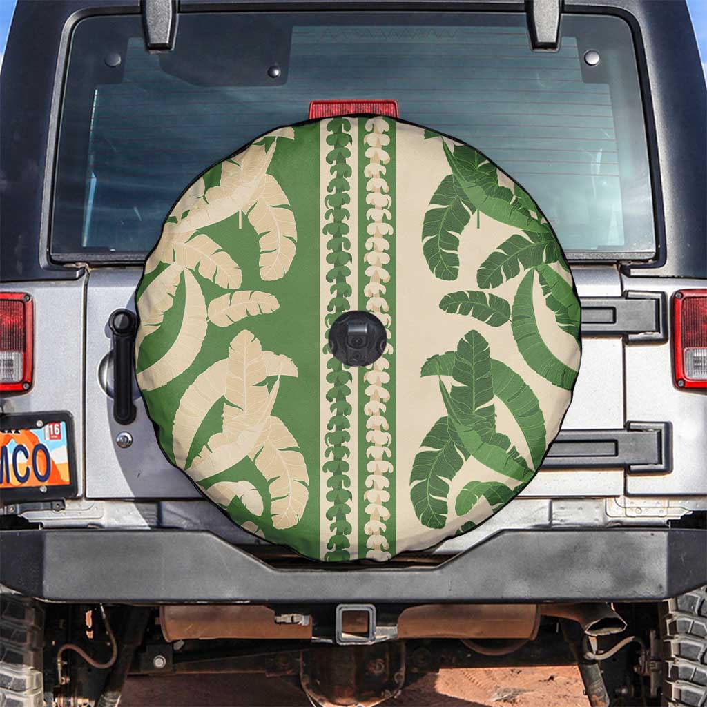 Hawaii Pua Kenikeni Lei Spare Tire Cover With Lau Maia Green LT05 Green - Polynesian Pride