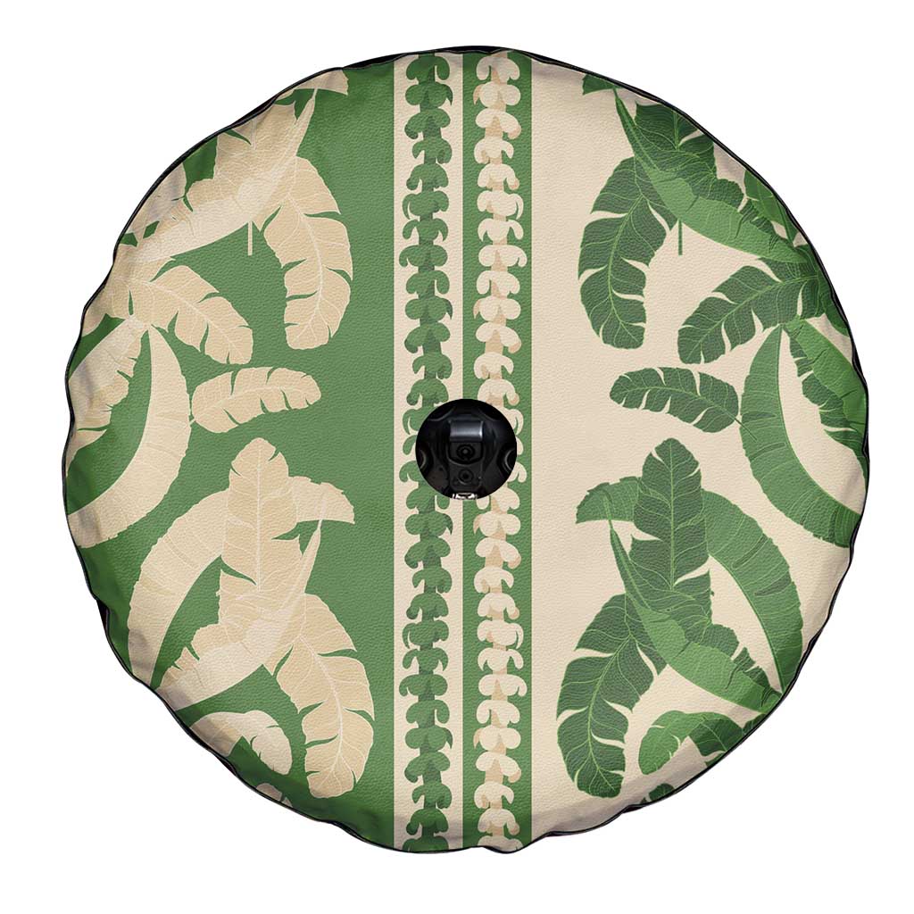 Hawaii Pua Kenikeni Lei Spare Tire Cover With Lau Maia Green LT05 - Polynesian Pride
