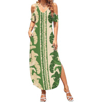 Hawaii Pua Kenikeni Lei Summer Maxi Dress With Lau Maia Green LT05 Women Green - Polynesian Pride