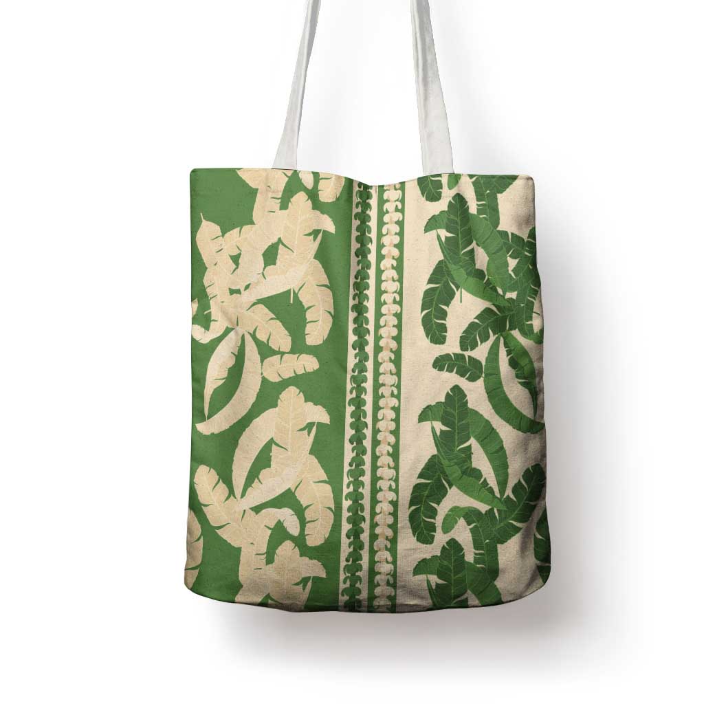 Hawaii Pua Kenikeni Lei Tote Bag With Lau Maia Green LT05 - Polynesian Pride