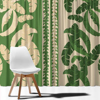 Hawaii Pua Kenikeni Lei Window Curtain With Lau Maia Green LT05 - Polynesian Pride