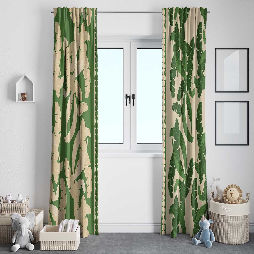 Hawaii Pua Kenikeni Lei Window Curtain With Lau Maia Green LT05 - Polynesian Pride