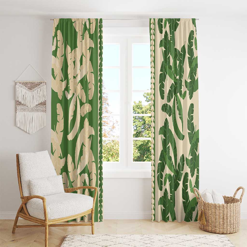 Hawaii Pua Kenikeni Lei Window Curtain With Lau Maia Green LT05 - Polynesian Pride