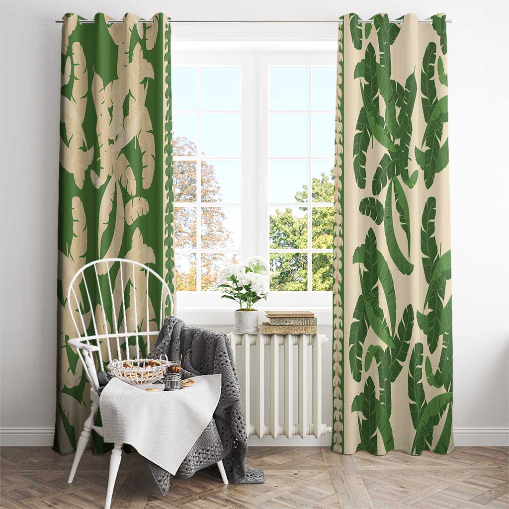 Hawaii Pua Kenikeni Lei Window Curtain With Lau Maia Green LT05 - Polynesian Pride