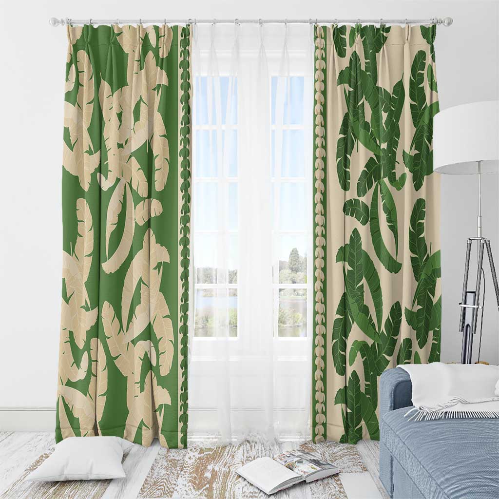 Hawaii Pua Kenikeni Lei Window Curtain With Lau Maia Green LT05 - Polynesian Pride
