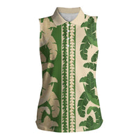 Hawaii Pua Kenikeni Lei Women Sleeveless Polo Shirt With Lau Maia Green