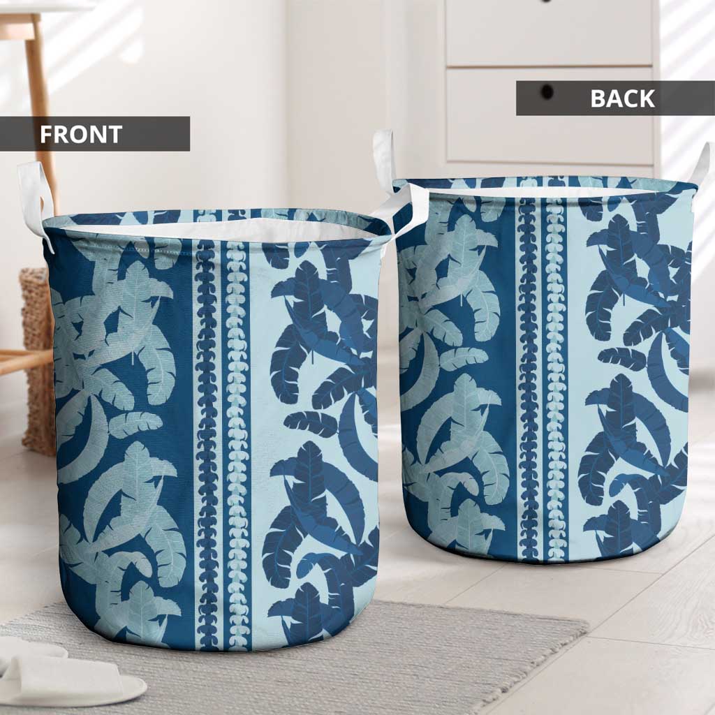 Hawaii Pua Kenikeni Lei Laundry Basket With Lau Maia Royal Blue