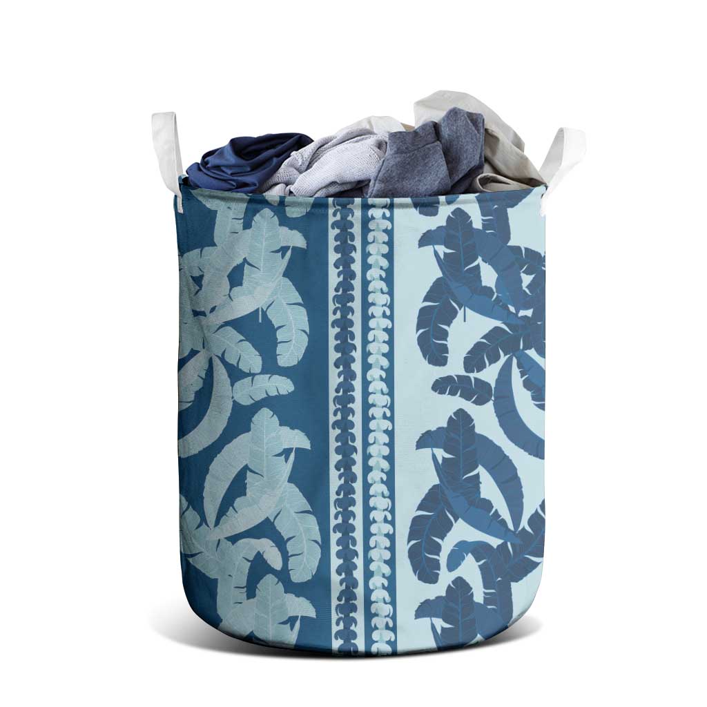 Hawaii Pua Kenikeni Lei Laundry Basket With Lau Maia Royal Blue