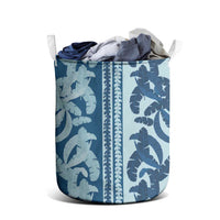 Hawaii Pua Kenikeni Lei Laundry Basket With Lau Maia Royal Blue