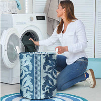 Hawaii Pua Kenikeni Lei Laundry Basket With Lau Maia Royal Blue