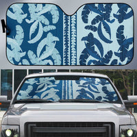 Hawaii Pua Kenikeni Lei Auto Sun Shade With Lau Maia Royal Blue LT05 Blue - Polynesian Pride
