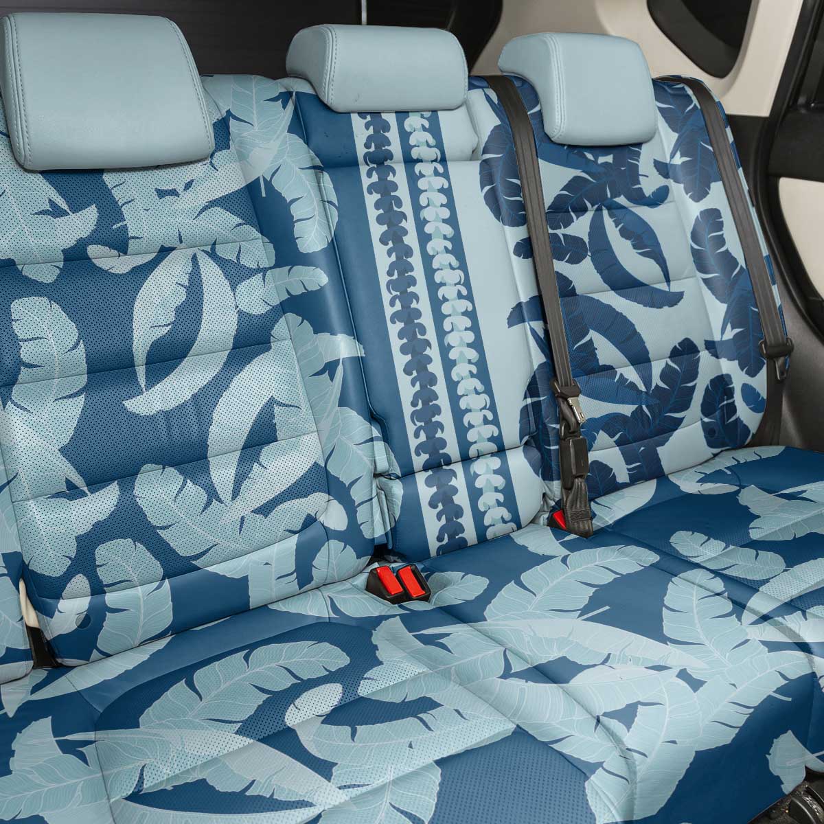 Hawaii Pua Kenikeni Lei Back Car Seat Cover With Lau Maia Royal Blue LT05 - Polynesian Pride
