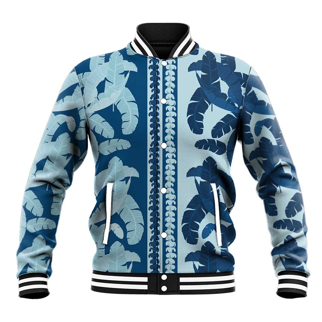 Hawaii Pua Kenikeni Lei Baseball Jacket With Lau Maia Royal Blue