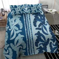 Hawaii Pua Kenikeni Lei Bedding Set With Lau Maia Royal Blue LT05 - Polynesian Pride