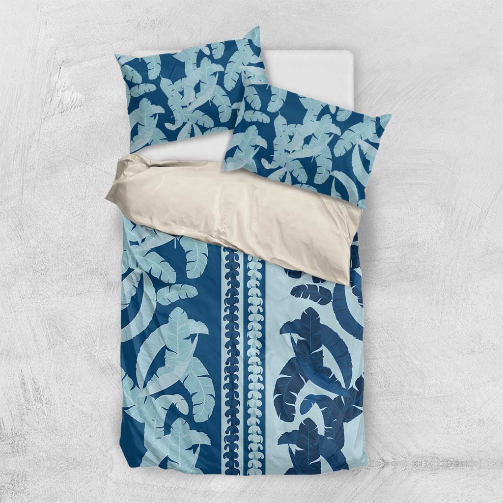 Hawaii Pua Kenikeni Lei Bedding Set With Lau Maia Royal Blue LT05 US Twin 172cm x 218cm Blue - Polynesian Pride