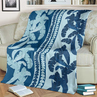 Hawaii Pua Kenikeni Lei Blanket With Lau Maia Royal Blue LT05 - Polynesian Pride