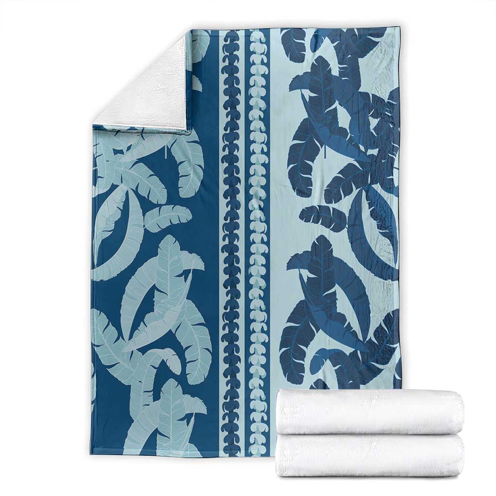 Hawaii Pua Kenikeni Lei Blanket With Lau Maia Royal Blue LT05 - Polynesian Pride