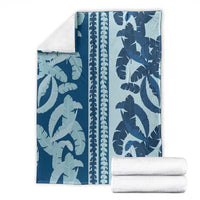 Hawaii Pua Kenikeni Lei Blanket With Lau Maia Royal Blue LT05 - Polynesian Pride