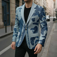Hawaii Pua Kenikeni Lei Blazer With Lau Maia Royal Blue LT05 - Polynesian Pride