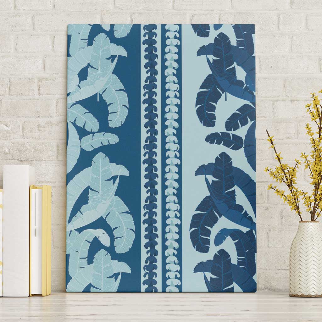 Hawaii Pua Kenikeni Lei Canvas Wall Art With Lau Maia Royal Blue LT05 Without Frame Blue - Polynesian Pride