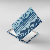 Hawaii Pua Kenikeni Lei Canvas Wall Art With Lau Maia Royal Blue LT05 With Frame Blue - Polynesian Pride