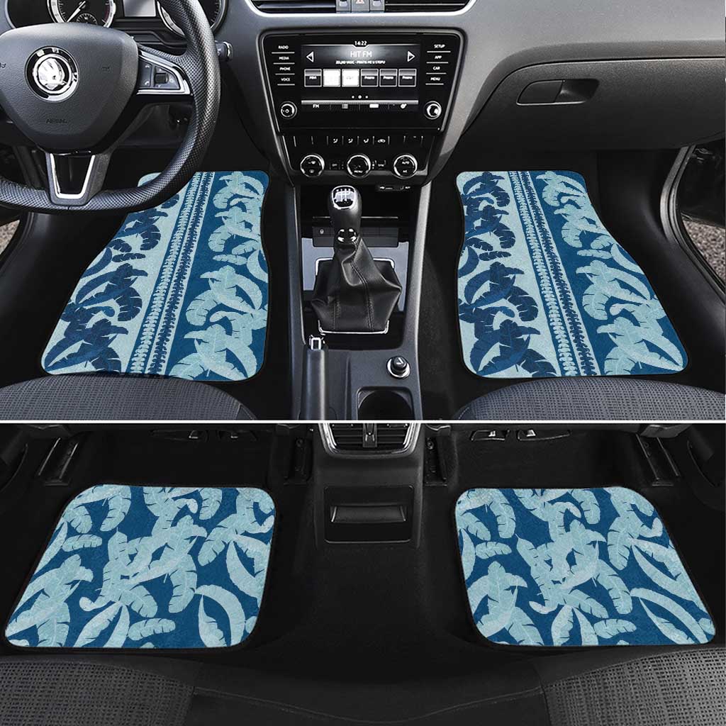 Hawaii Pua Kenikeni Lei Car Mats With Lau Maia Royal Blue LT05 Set 4pcs Blue - Polynesian Pride