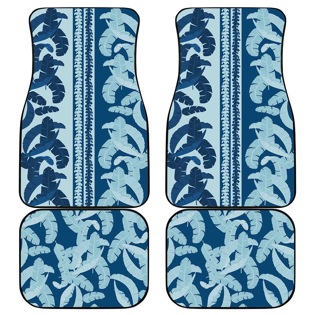 Hawaii Pua Kenikeni Lei Car Mats With Lau Maia Royal Blue LT05 - Polynesian Pride