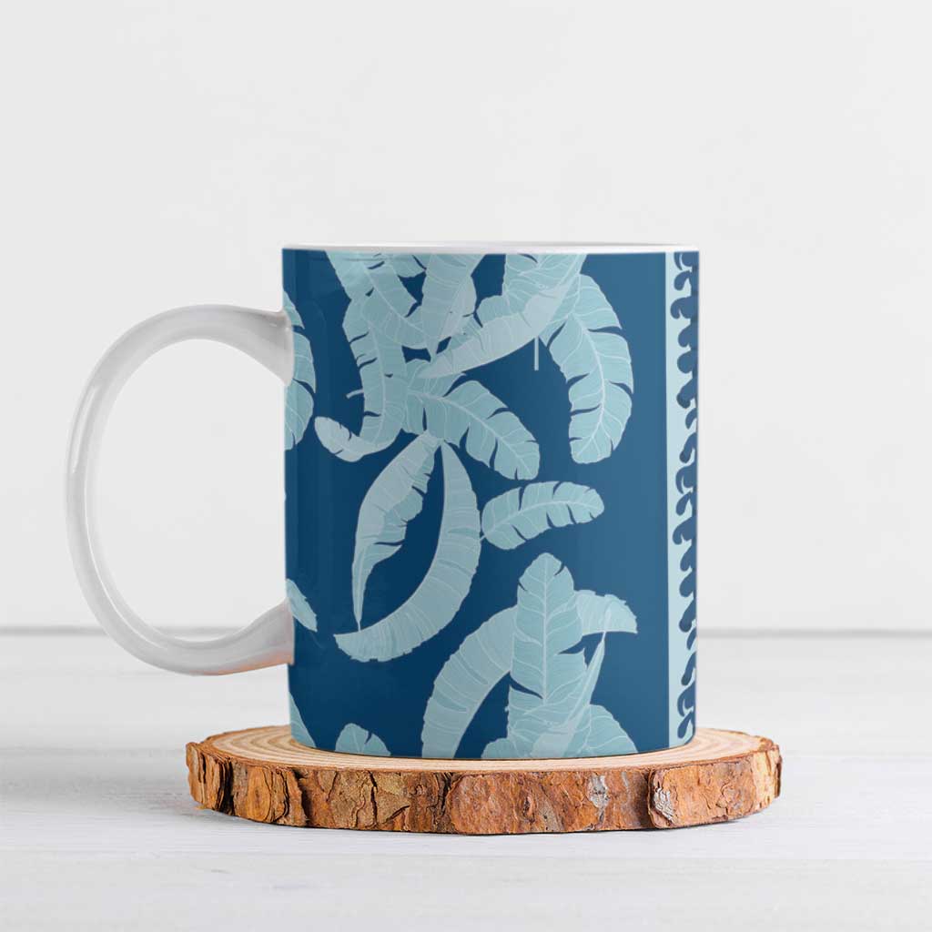 Hawaii Pua Kenikeni Lei Ceramic Mug With Lau Maia Royal Blue