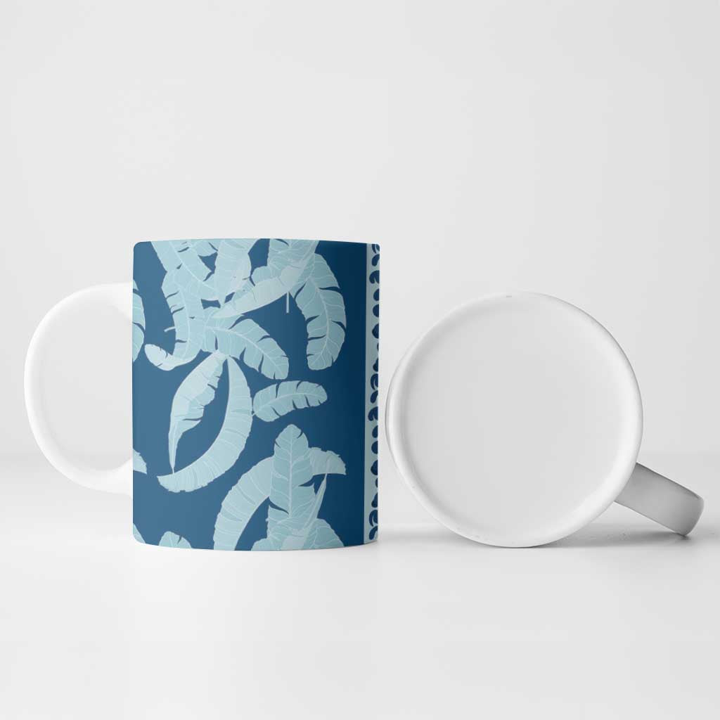Hawaii Pua Kenikeni Lei Ceramic Mug With Lau Maia Royal Blue LT05 - Polynesian Pride