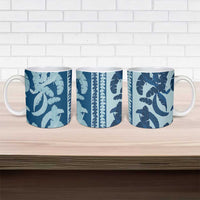 Hawaii Pua Kenikeni Lei Ceramic Mug With Lau Maia Royal Blue LT05 - Polynesian Pride