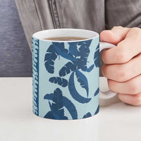 Hawaii Pua Kenikeni Lei Ceramic Mug With Lau Maia Royal Blue LT05 - Polynesian Pride