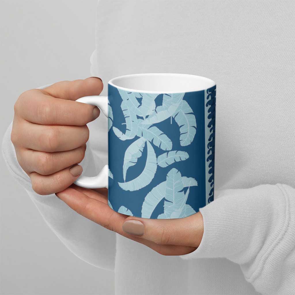 Hawaii Pua Kenikeni Lei Ceramic Mug With Lau Maia Royal Blue LT05 - Polynesian Pride