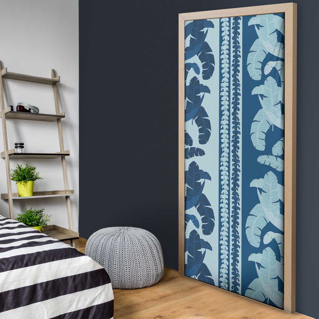 Hawaii Pua Kenikeni Lei Door Cover With Lau Maia Royal Blue LT05 - Polynesian Pride