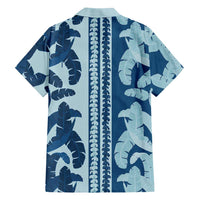 Hawaii Pua Kenikeni Lei Family Matching Off The Shoulder Long Sleeve Dress and Hawaiian Shirt With Lau Maia Royal Blue