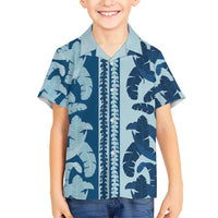 Hawaii Pua Kenikeni Lei Family Matching Off Shoulder Maxi Dress and Hawaiian Shirt With Lau Maia Royal Blue