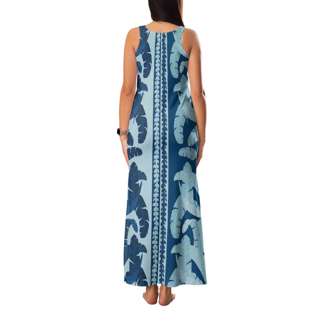 Hawaii Pua Kenikeni Lei Family Matching Tank Maxi Dress and Hawaiian Shirt With Lau Maia Royal Blue