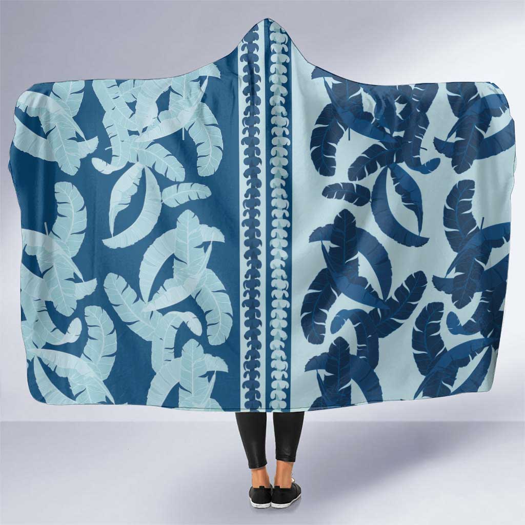 Hawaii Pua Kenikeni Lei Hooded Blanket With Lau Maia Royal Blue LT05 One Size Blue - Polynesian Pride