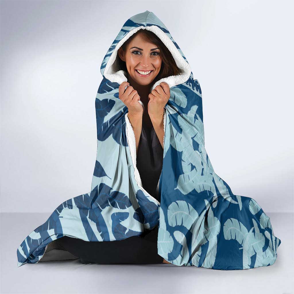 Hawaii Pua Kenikeni Lei Hooded Blanket With Lau Maia Royal Blue LT05 - Polynesian Pride