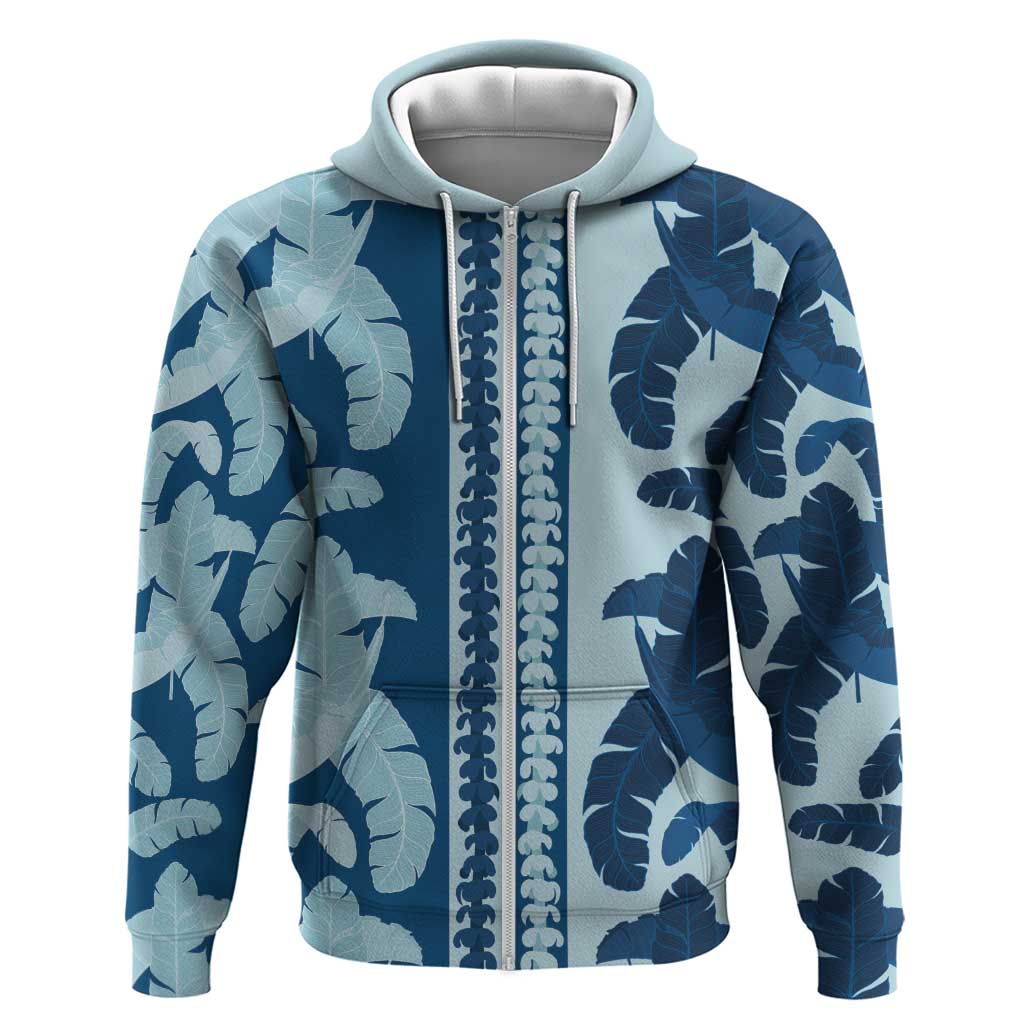 Hawaii Pua Kenikeni Lei Hoodie With Lau Maia Royal Blue LT05 Zip Hoodie Blue - Polynesian Pride