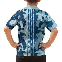 Hawaii Pua Kenikeni Lei Kid Hawaiian Shirt With Lau Maia Royal Blue