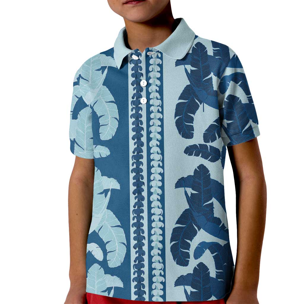 Hawaii Pua Kenikeni Lei Kid Polo Shirt With Lau Maia Royal Blue LT05 Kid Blue - Polynesian Pride