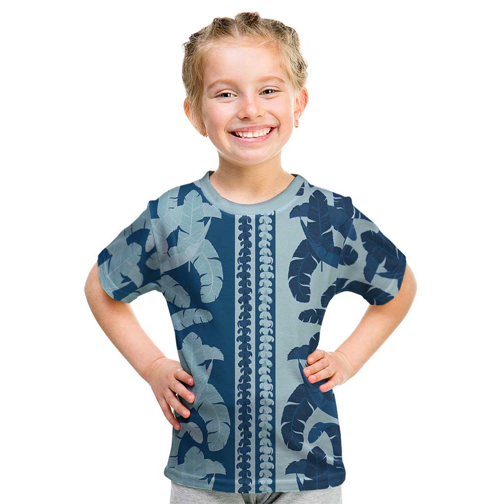 Hawaii Pua Kenikeni Lei Kid T Shirt With Lau Maia Royal Blue LT05 Blue - Polynesian Pride