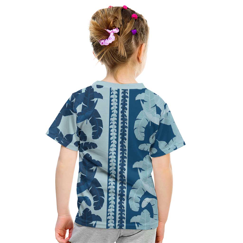 Hawaii Pua Kenikeni Lei Kid T Shirt With Lau Maia Royal Blue LT05 - Polynesian Pride