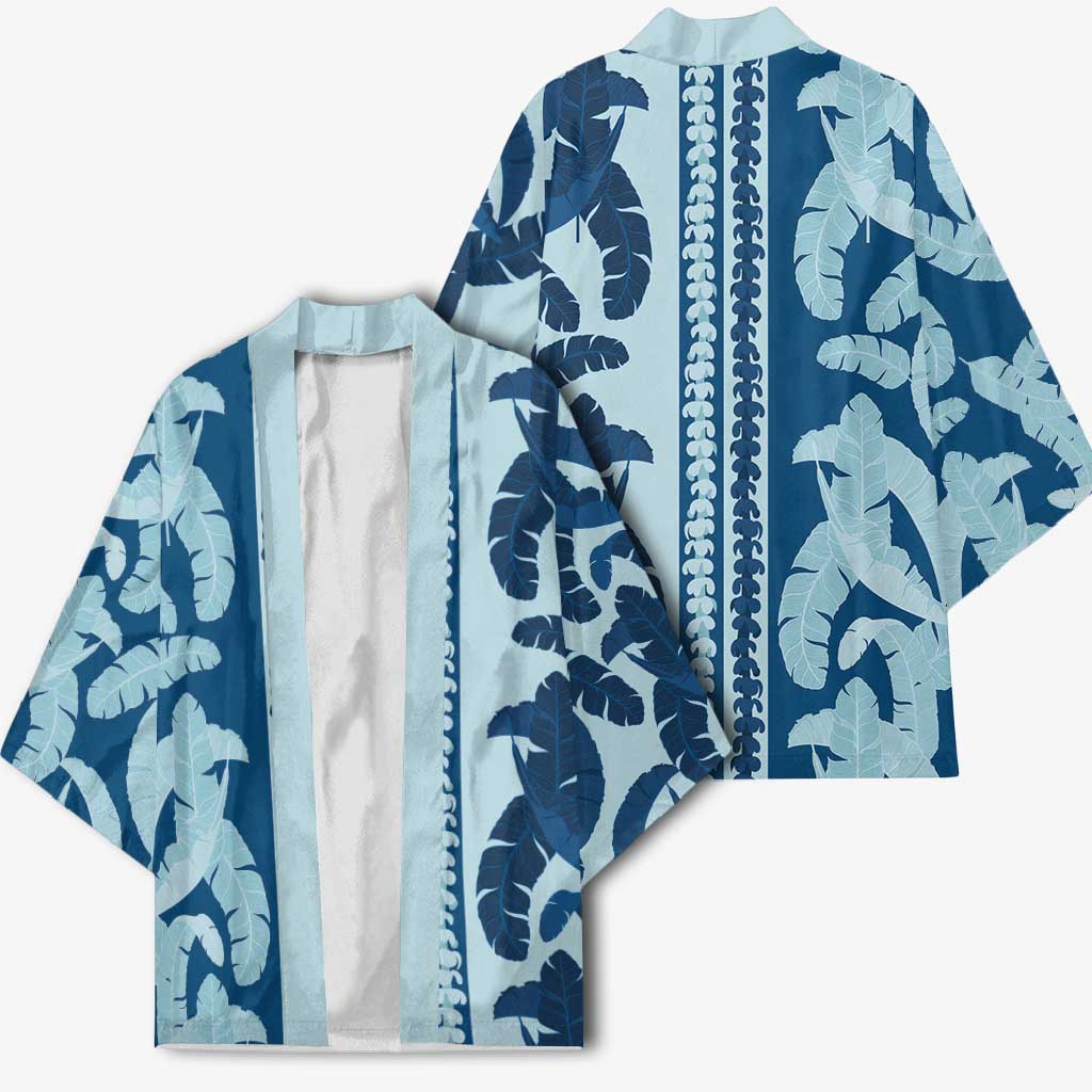 Hawaii Pua Kenikeni Lei Kimono With Lau Maia Royal Blue LT05 - Polynesian Pride