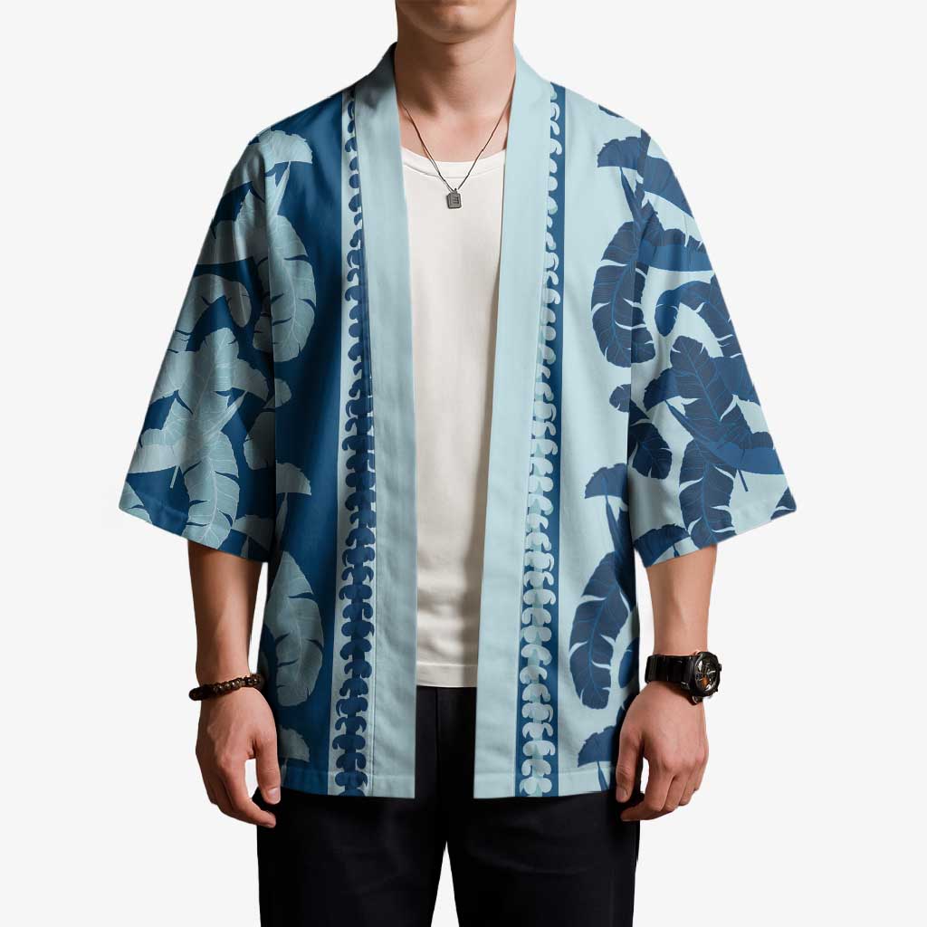 Hawaii Pua Kenikeni Lei Kimono With Lau Maia Royal Blue LT05 - Polynesian Pride