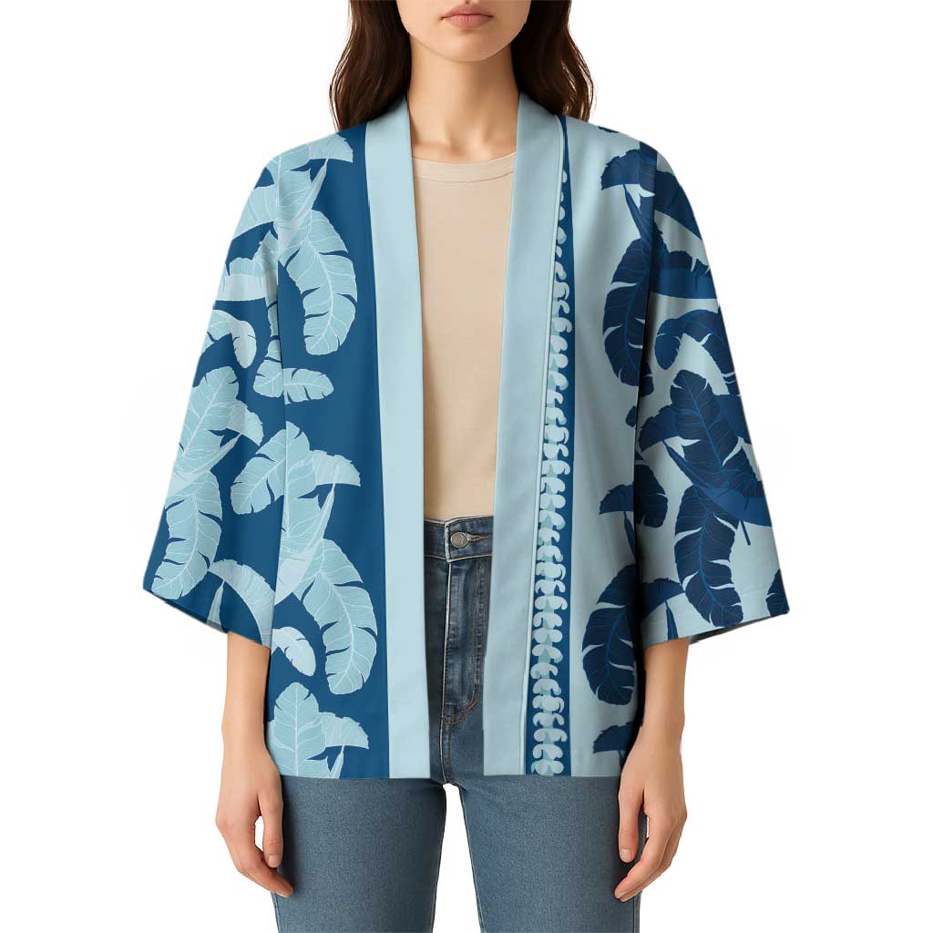 Hawaii Pua Kenikeni Lei Kimono With Lau Maia Royal Blue LT05 - Polynesian Pride