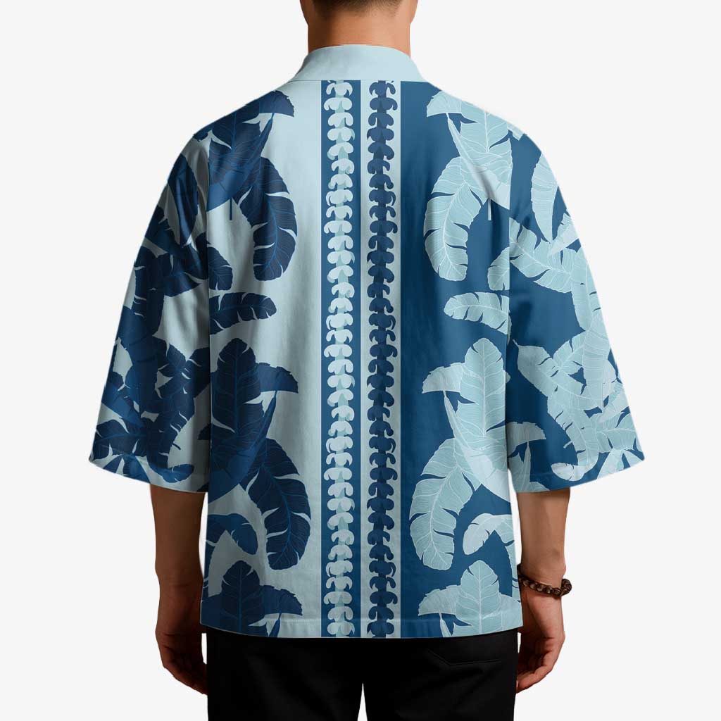 Hawaii Pua Kenikeni Lei Kimono With Lau Maia Royal Blue LT05 - Polynesian Pride
