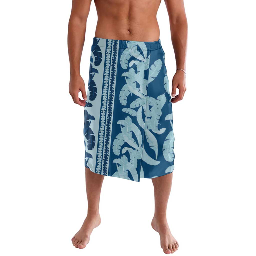 Hawaii Pua Kenikeni Lei Lavalava With Lau Maia Royal Blue LT05 Blue - Polynesian Pride