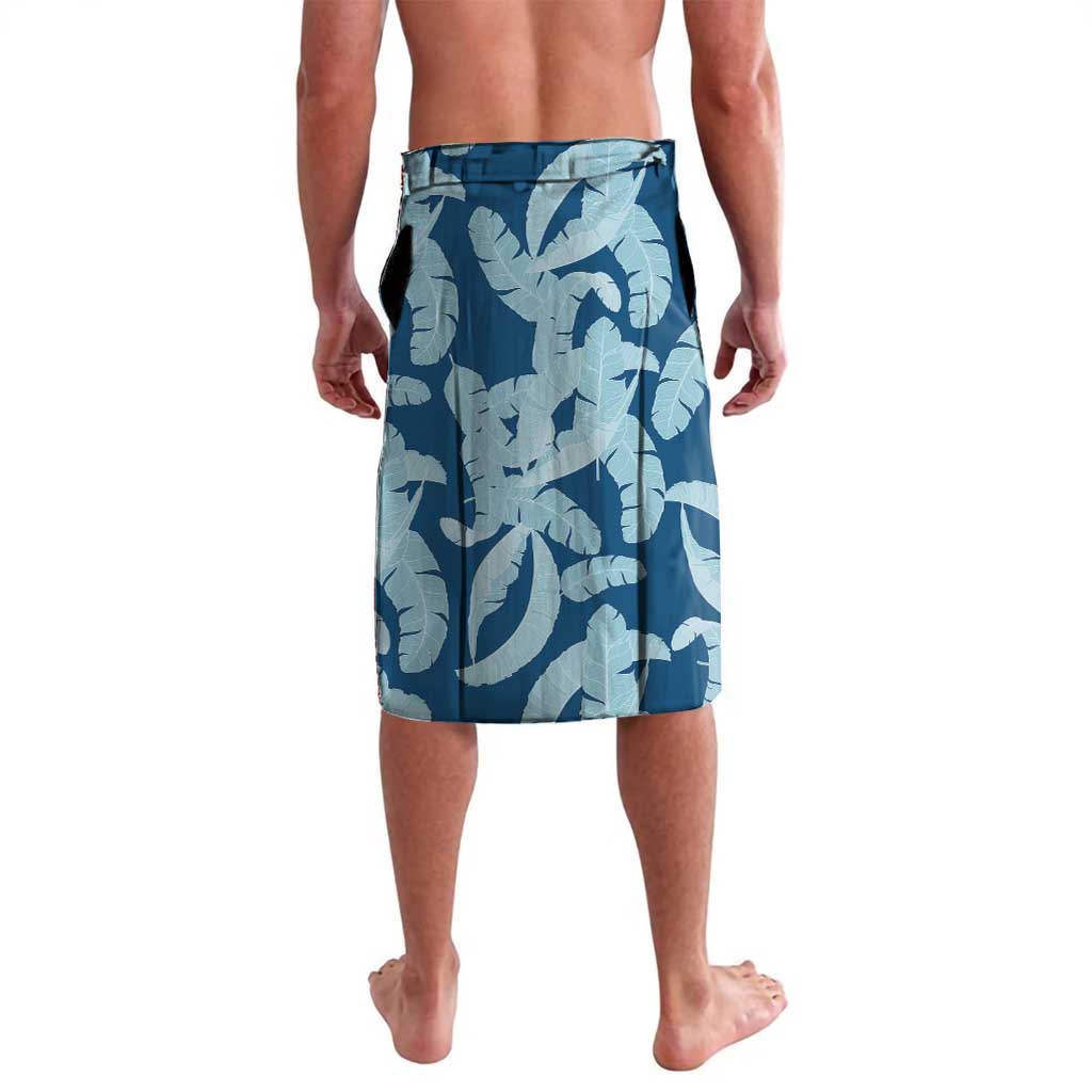 Hawaii Pua Kenikeni Lei Lavalava With Lau Maia Royal Blue LT05 - Polynesian Pride